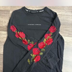 Vintage long sleeve with  Rose Embroidery